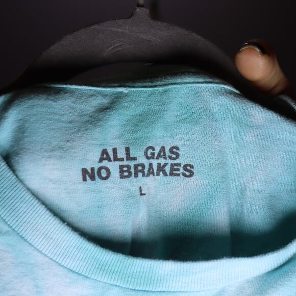 All Gas No Brakes Tie Dye Graphic Tee Turquoise Size L - Picture 4 of 4
